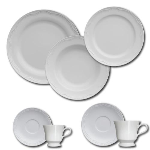 Aparelho de Jantar, Chá, Café e Sobremesa 42 Peças Germer Cottage em Porcelana - Branco
