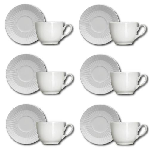 Conjunto de Xícaras para Chá Germer Diamante em Porcelana 240 ml – 6 Peças