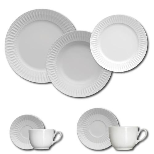 Aparelho de Jantar, Chá, Café e Sobremesa 42 Peças Germer Diamante em Porcelana – Branco