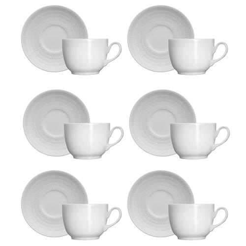 Conjunto de Xícaras para Chá Germer Chevron em Porcelana 240 ml – 6 Peças