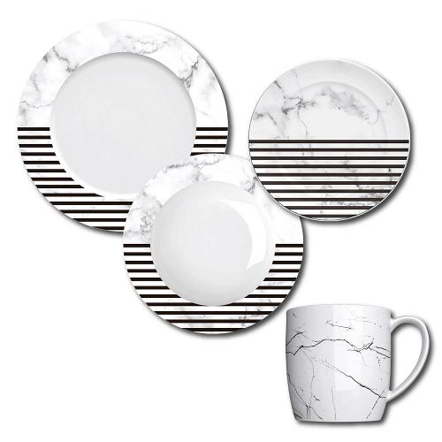 Aparelho de Jantar, Chá e Sobremesa 16 Peças Germer Geo em Porcelana – Estampado