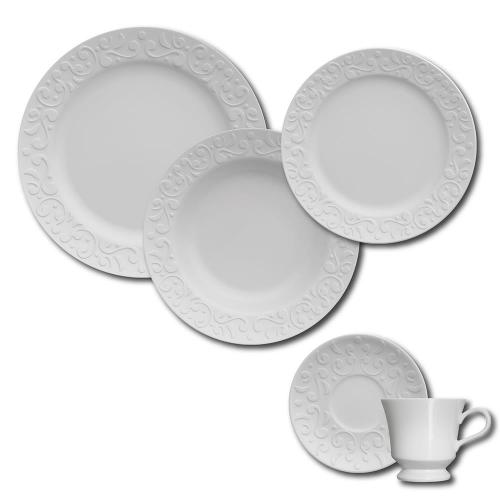Aparelho de Jantar, Chá e Sobremesa 30 Peças Germer Tassel em Porcelana - Branco