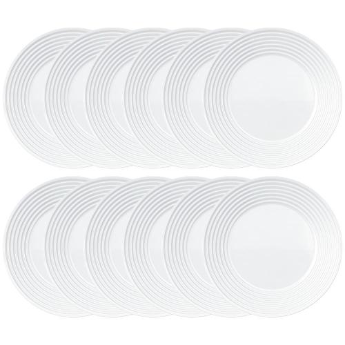 Conjunto de Pratos Rasos Duralex Saturno em Vidro 26 cm Branco – 12 Peças