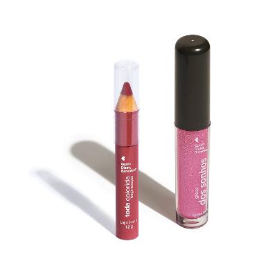 Combo Pretty Pink: Gloss Labial Rosa Rosadex 4ml + Lápis Multifuncional Rosa Imaginação 1,2g