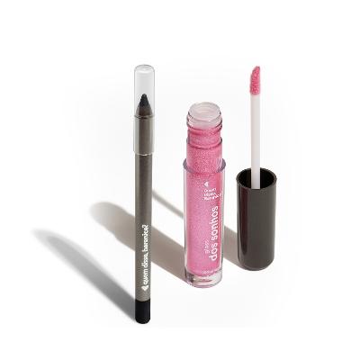 "Combo Lápis Olhos Pretuco 1,2g + Gloss Labial Rosa Rosadex  4ml "