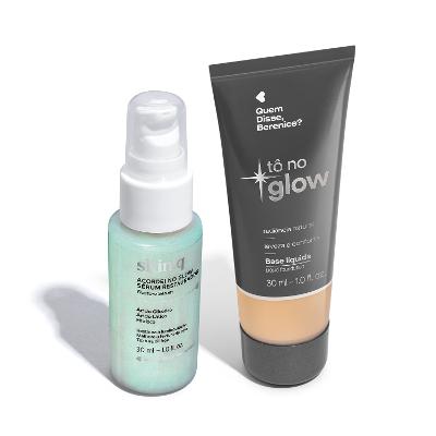 Combo Base Líquida Tô no Glow Cor 190N 30ml + Sérum Facial Restaurador Acordei no Glow 30ml