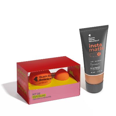 Combo Base Líquida Instamatte Cor 220O 30ml + Kit de Esponjas QDB