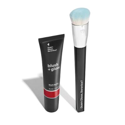 Combo Blush Líquido Vermelho Lichiali  15 ml + Pincel Super Denso