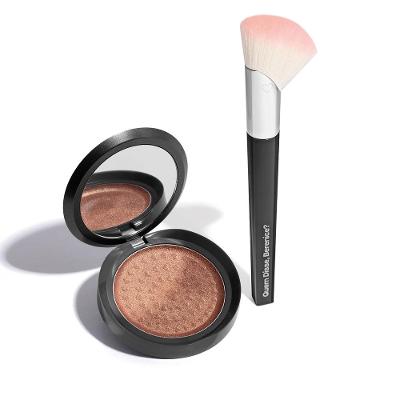 Combo Iluminador em Pó Compacto Dourado Douradix 5g + Pincel Multiefeitos