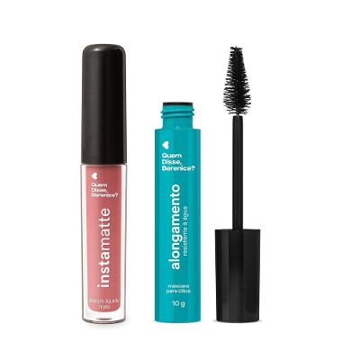 Combo Quem Disse, Berenice?:  Máscara de Cílios Resistente è Água 10g + Batom Líquido Rose  4ml