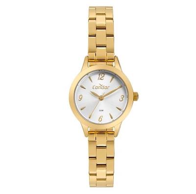 Relógio de Pulso Feminino Pequeno Condor Dourado CO2035MZQ/K4K Colar e Brincos