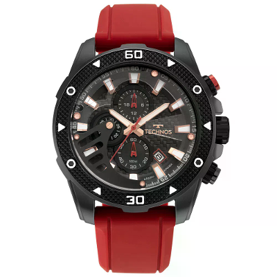 Relogio de Pulso Masculino Technos Analógico Ts Carbon Preto Vermelho JS15FS/2P