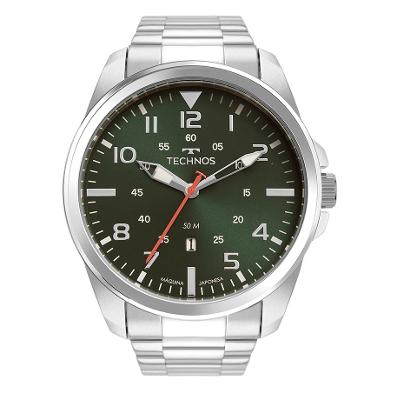 Relógio de Pulso Masculino Technos Analógico Prata Com Calendário 2115MYS/1V