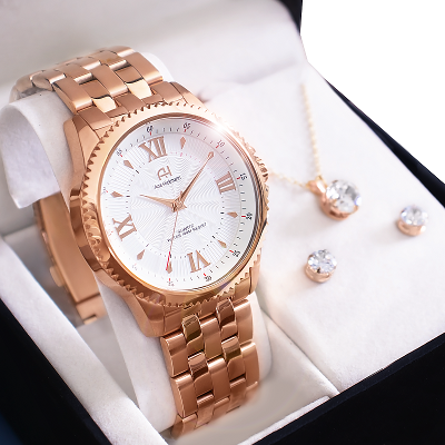 Relógio de Pulso Champion Ana Hickmann Feminino Rosé AH28722Z Colar e Brincos