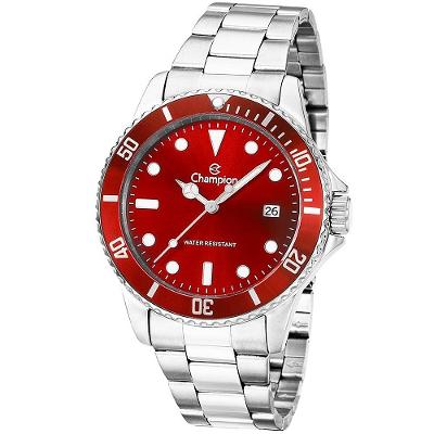 Relógio Champion Masculino Analógico Prata Vermelho CA31266V
