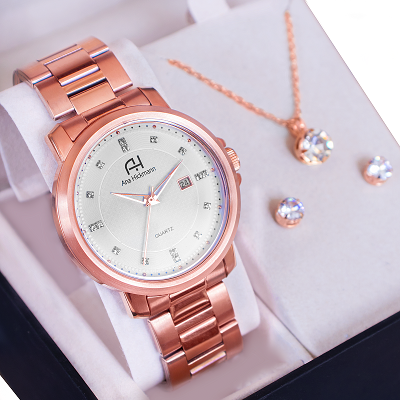 Relógio Champion Ana Hickmann Feminino Rosé AH29061Z Kit Colar e Brincos