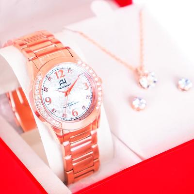 Kit Relógio Feminino Champion Ana Hickmann Analógico Rosé AH28713Z Cristais