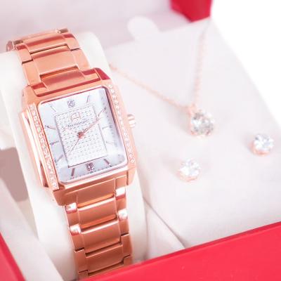 Kit Relógio Feminino Champion Ana Hickmann Rosé Quadrado AH28482Z Cristais