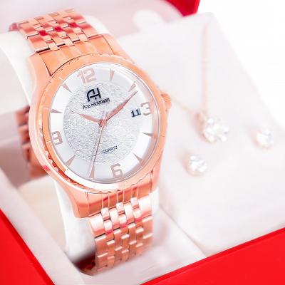 Kit Relógio Feminino Champion Analógico Ana Hickmann Rosé Analógico AH28964Z Calendário