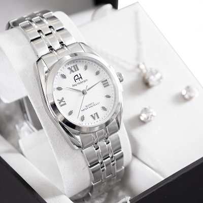 Relógio Champion Ana Hickmann Feminino Prata AH28553Q Kit Colar e Brincos