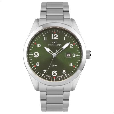 Relógio Masculino Technos Verde Prata Analógico Calendário 2115TYR/1V