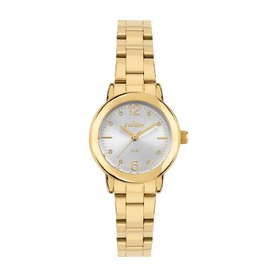 Relógio de Pulso Feminino Pequeno Condor Dourado CO2035NMP/K4K Colar e Brincos