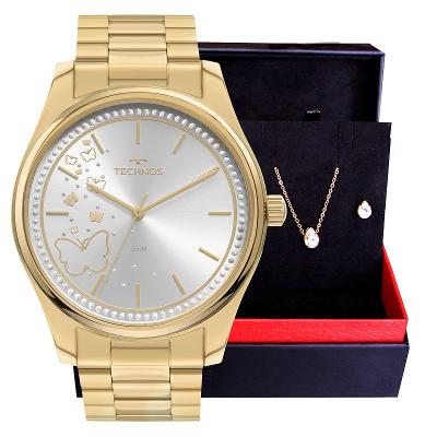 Relógio Feminino Technos Trend Dourado Analógico 2036MRQ/1K Colar e Brincos