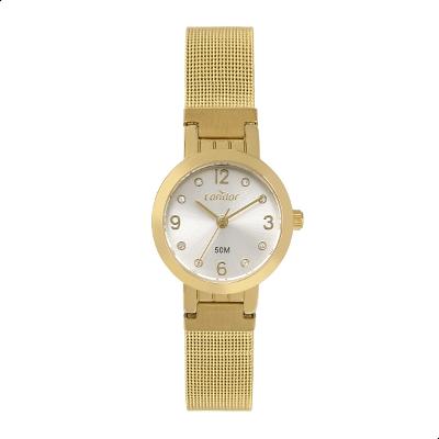 Relógio de Pulso Feminino Pequeno Condor Dourado COPC21JFG/K4D Colar e Brincos