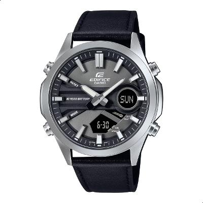 Relógio Masculino Casio Edifice Couro Anadigi Preto EFV-C120L-8ADF