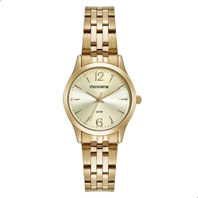 Relógio Feminino Mondaine Dourado Pequeno 32606LPMKDE1K4 + Colar e Brincos