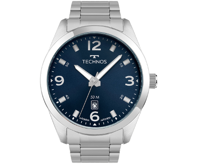 Relógio Masculino Technos Prata Azul Analógico 2115TZP/1A