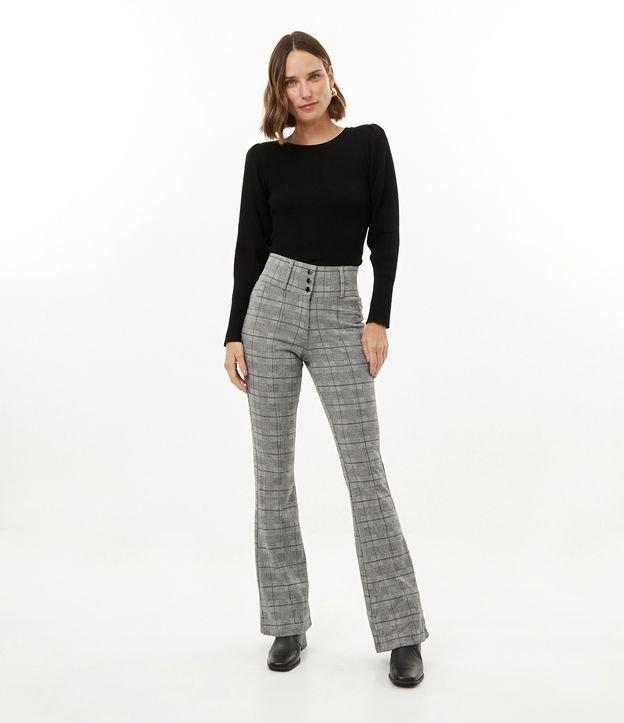 CalÃ§a Principe De Gales Feminino Calça Flare Em Ponto Roma Com