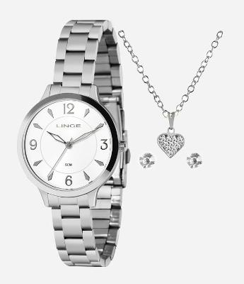 Kit Relógio Feminino Lince Analógico com e Pulseira de Metal 