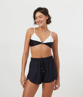 Saída de Praia Short Básico em Crepe com Cós Elástico