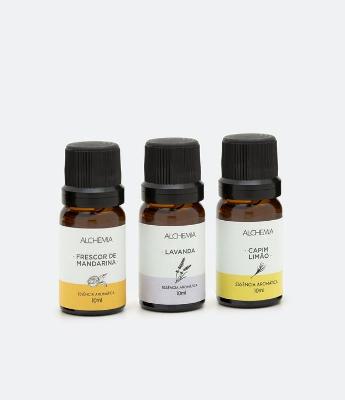 Kit 03 Essências Aromáticas Alchemia Capim Limão Lavanda e Mandarina Alchemia