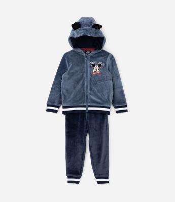 Conjunto Longo Infantil em Fleece com Bordado do Mickey - Tam 1 a 5 anos