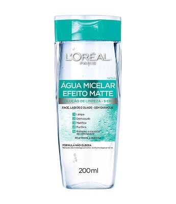 Água Micelar Efeito Matte L'Oréal Paris Solução de Limpeza Facial, 200ml