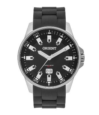 Relógio Masculino Orient Analógico Pulseira em Silicone Preto e Caixa em Aço