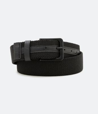 Cinto Texturizado com Fivela Quadrada e Detalhes em Pu