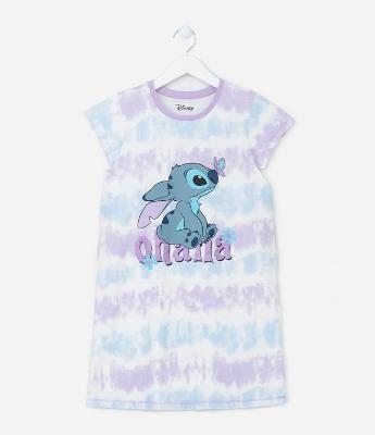 Camisola Infantil Tie Dye com Estampa do Stitch - Tam 5 a 14 anos
