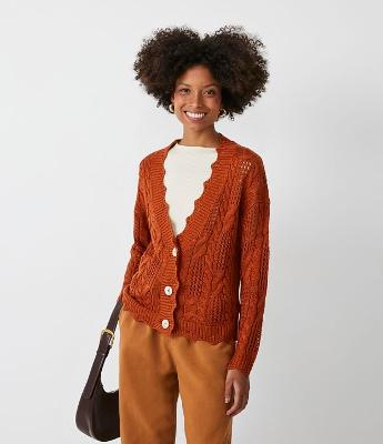 Cardigan em Tricô com Detalhes Texturizados e Vazados
