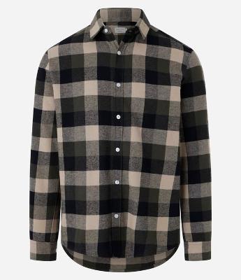 Camisa Comfort em Algodão com Estampa Xadrez e Manga Longa