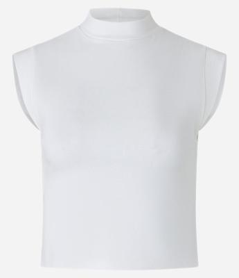 Blusa Regata Cropped em Ribana com Golinha Alta