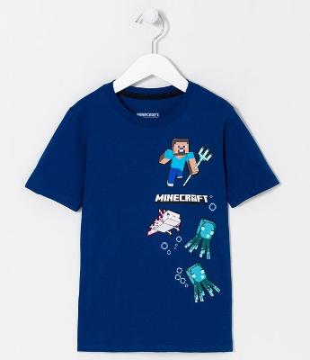 Camiseta Infantil com Estampa de Minecraft - Tam 5 a 14 anos