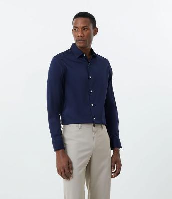 Camisa em Tricoline com Manga Longa