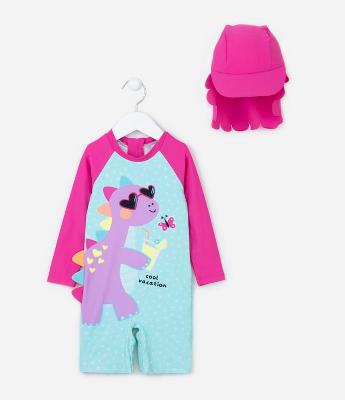Conjunto UV Infantil com Estampa de Dinossauro - Tam 6 meses a 3 anos