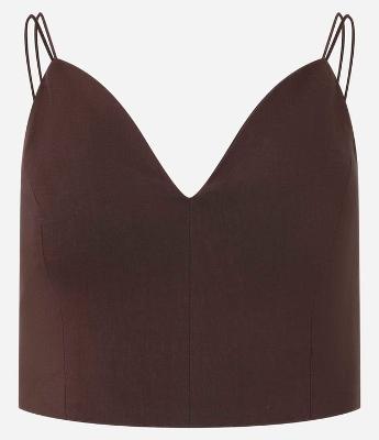 Blusa Cropped Corsetado em Bengaline com Decote V