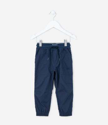 Calça Infantil em Sarja com Bolsos e Recortes - Tam 1 a 5 anos