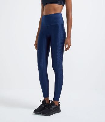 Calça Legging Esportiva em Poliamida Texturizada com Brilho e Cós Alto