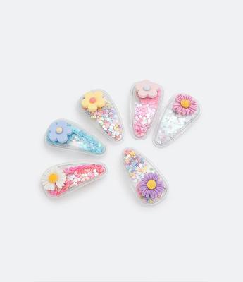 Kit 06 Presilhas de Cabelo Infantis Florzinhas com Corações Coloridos